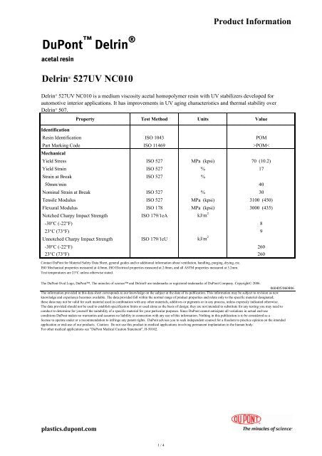ACETAL - DELRIN 527UVNC-101 - 406KG