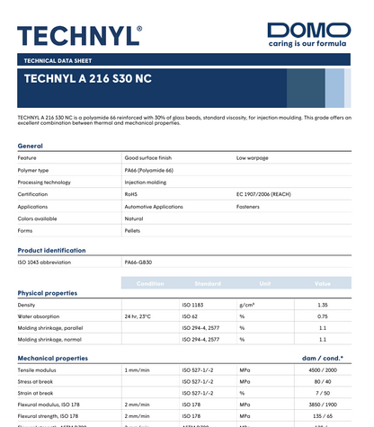 NYLON 66 - 30% GF BEAD - TECHNYL A 216 S30 NC