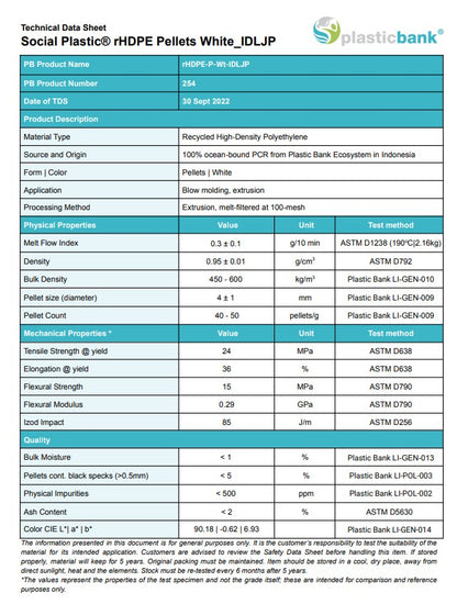 HDPE (Recycled) - Social Plastic TEMBOK - white pellets