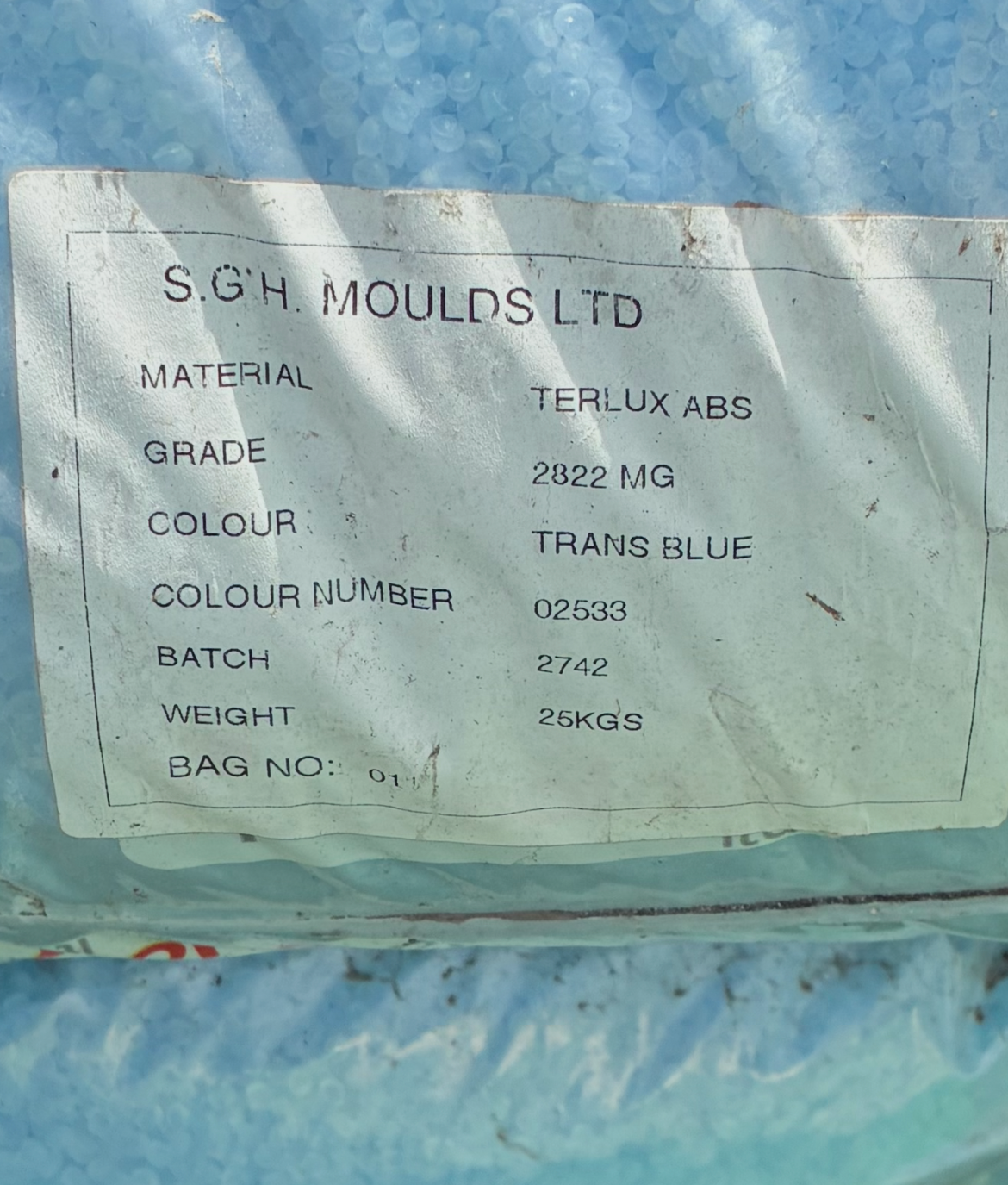 Terlux 2822 MG Trans Blue material at SGH Moulds