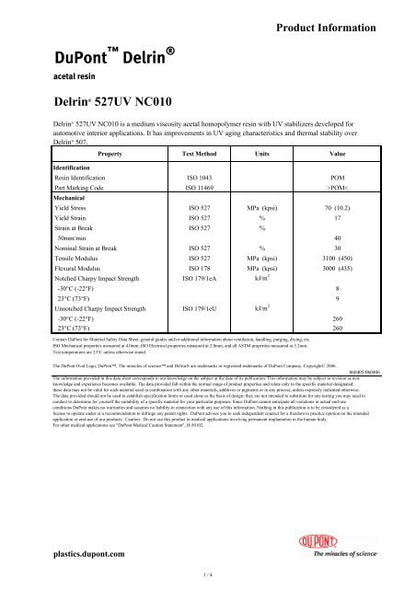ACETAL - DELRIN 527UVNC-101 - 406KG